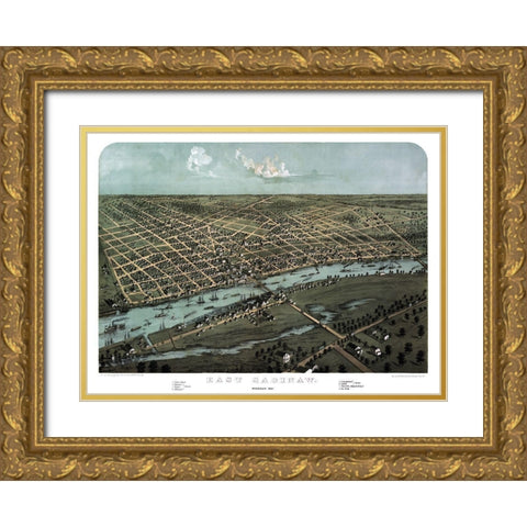 East Saginaw Michigan - Ruger 1867  Gold Ornate Wood Framed Art Print with Double Matting by Ruger