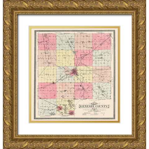 Genesee Michigan - Day 1899 Gold Ornate Wood Framed Art Print with Double Matting by Day