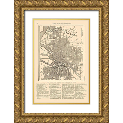 Kansas City  Missouri - Reynold 1921 Gold Ornate Wood Framed Art Print with Double Matting by Reynold