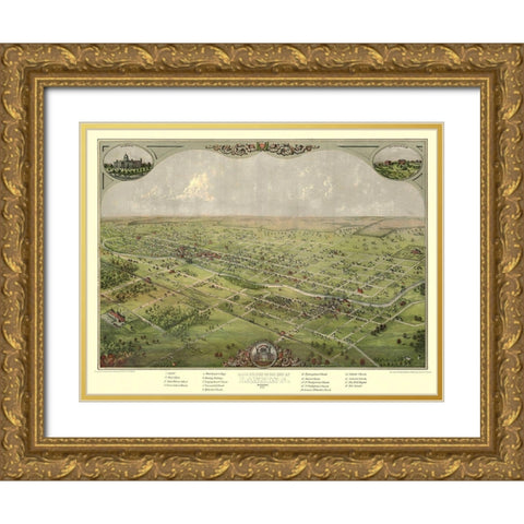 Lansing Michigan - Ruger 1866 Gold Ornate Wood Framed Art Print with Double Matting by Ruger