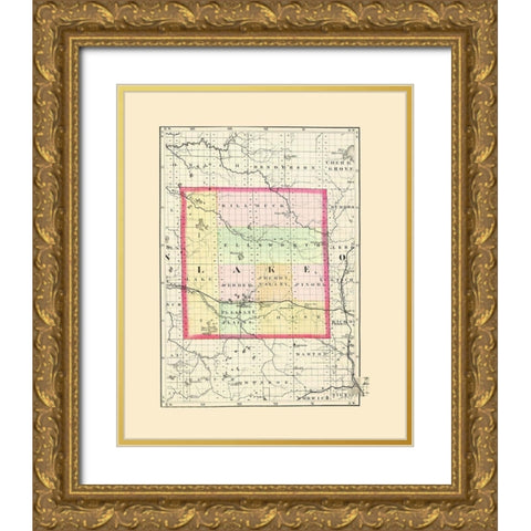 Lake Michigan - Walling 1873 Gold Ornate Wood Framed Art Print with Double Matting by Walling