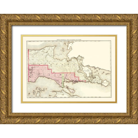Mackinac Michigan - Walling 1873 Gold Ornate Wood Framed Art Print with Double Matting by Walling