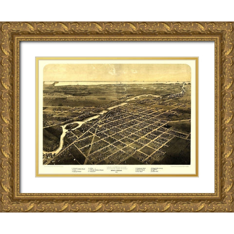 Monroe Michigan - Ruger 1866 Gold Ornate Wood Framed Art Print with Double Matting by Ruger