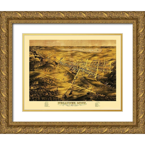 Negaunee Michigan - Bailey 1871 Gold Ornate Wood Framed Art Print with Double Matting by Bailey
