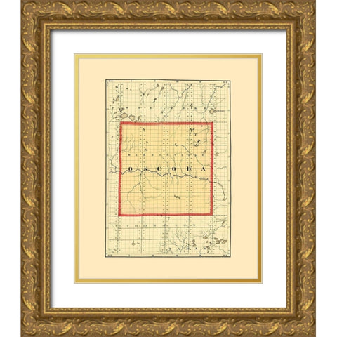 Oscoda Michigan - Walling 1873 Gold Ornate Wood Framed Art Print with Double Matting by Walling