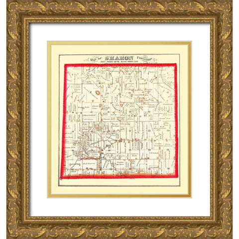 Sharon Michigan Landowner - Everts 1874 Gold Ornate Wood Framed Art Print with Double Matting by Everts