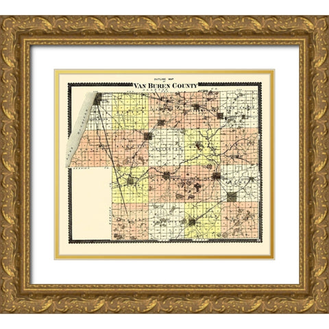 Van Buren Michigan - Goss 1895 Gold Ornate Wood Framed Art Print with Double Matting by Goss