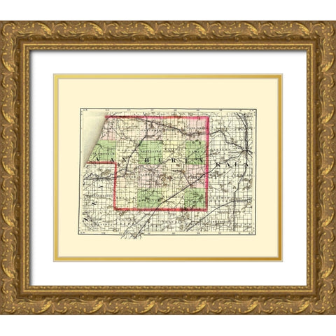 Van Buren Michigan - Walling 1873 Gold Ornate Wood Framed Art Print with Double Matting by Walling