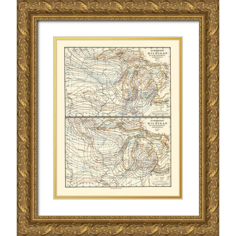 Michigan Climatology Summer to Winter Gold Ornate Wood Framed Art Print with Double Matting by Tackabury
