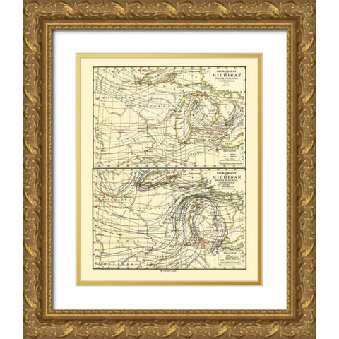 Michigan Climatology Spring Gold Ornate Wood Framed Art Print with Double Matting by Tackabury