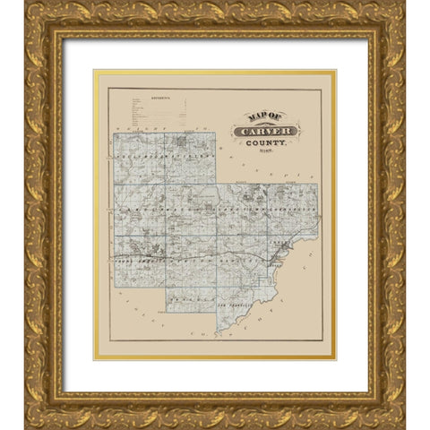 Carver Minnesota Landowner - Andreas 1874 Gold Ornate Wood Framed Art Print with Double Matting by Andreas