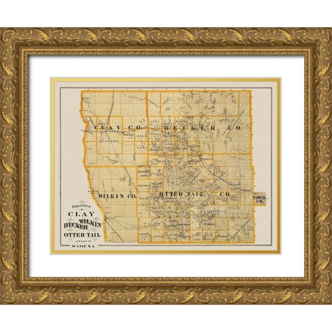 Clay Minnesota Landowner - Andreas 1874 Gold Ornate Wood Framed Art Print with Double Matting by Andreas