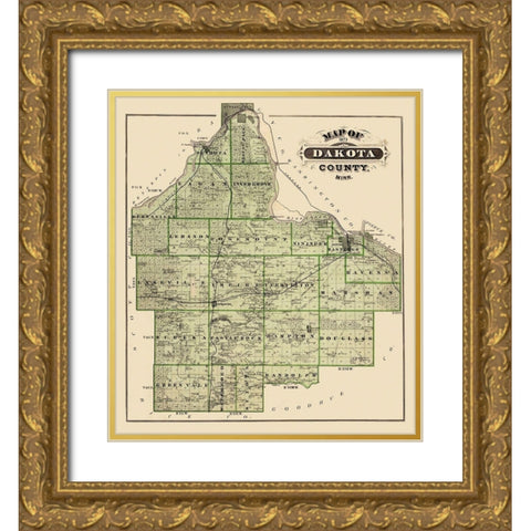 Dakota Minnesota Landowner - Andreas 1873 Gold Ornate Wood Framed Art Print with Double Matting by Andreas