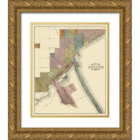 Duluth Minnesota - Andreas 1874 Gold Ornate Wood Framed Art Print with Double Matting by Andreas