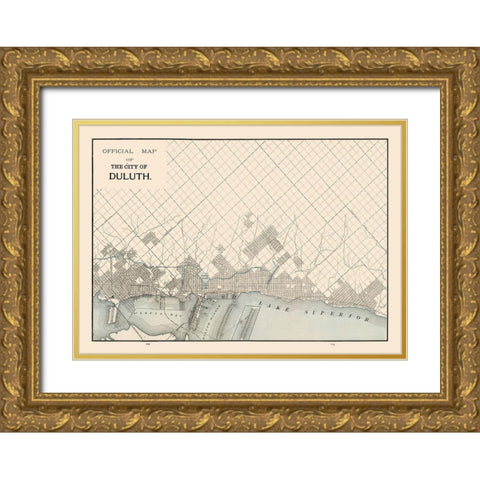 Duluth  Minnesota- Cram 1892 Gold Ornate Wood Framed Art Print with Double Matting by Cram