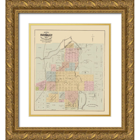 Faribault Minnesota - Andreas 1874 Gold Ornate Wood Framed Art Print with Double Matting by Andreas