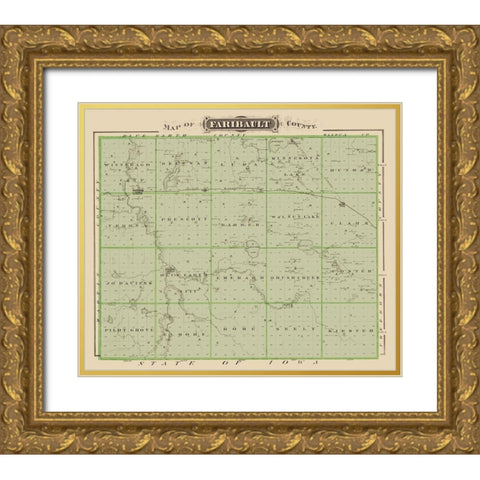 Faribault Minnesota Landowner - Andreas 1874 Gold Ornate Wood Framed Art Print with Double Matting by Andreas
