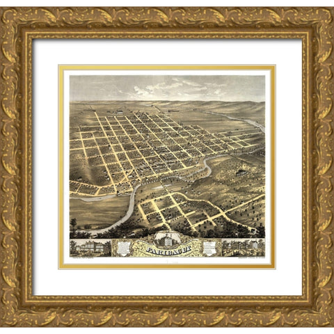 Faribault Minnesota - Ruger 1869  Gold Ornate Wood Framed Art Print with Double Matting by Ruger