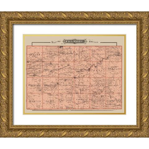 Filmore Minnesota Landowner - Andreas 1874 Gold Ornate Wood Framed Art Print with Double Matting by Andreas