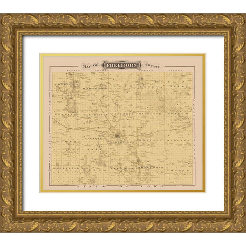 Freeborn Minnesota Landowner - Andreas 1874 Gold Ornate Wood Framed Art Print with Double Matting by Andreas