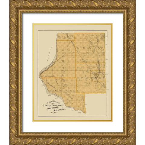 Grant Traverse Big Stone Stevens Minnesota Gold Ornate Wood Framed Art Print with Double Matting by Andreas