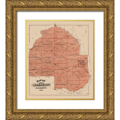 Hennepin Minnesota Landowner - Andreas 1874 Gold Ornate Wood Framed Art Print with Double Matting by Andreas