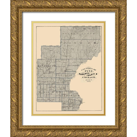 Kanabec Isanti Chisago Minnesota Landowner Gold Ornate Wood Framed Art Print with Double Matting by Andreas