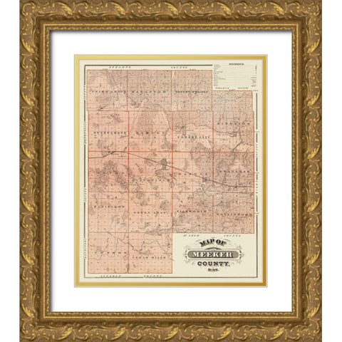Meeker Minnesota Landowner - Andreas 1874 Gold Ornate Wood Framed Art Print with Double Matting by Andreas