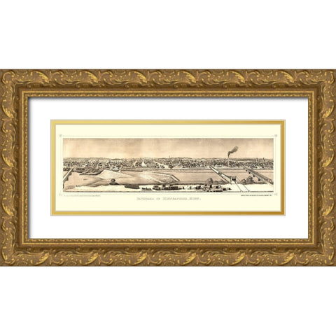 Minneapolis Minnesota - Hageboeck 1873  Gold Ornate Wood Framed Art Print with Double Matting by Hageboeck