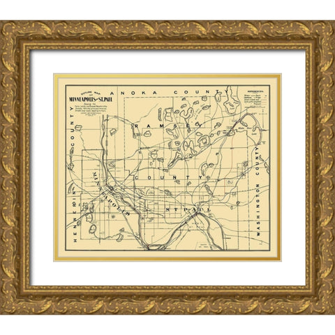 Minneapolis St Paul Minnesota - Blodgett 1897  Gold Ornate Wood Framed Art Print with Double Matting by Blodget