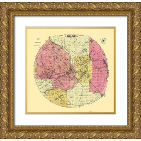 Minneapolis Minnesota - Cooley 1881  Gold Ornate Wood Framed Art Print with Double Matting by Cooley