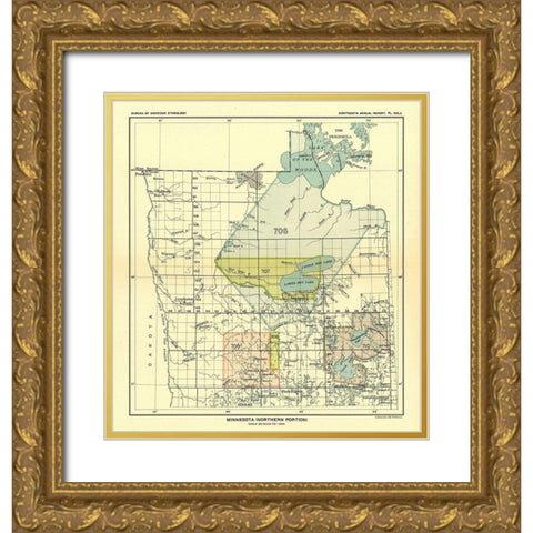 Northern Minnesota - Hoen 1896 Gold Ornate Wood Framed Art Print with Double Matting by Hoen