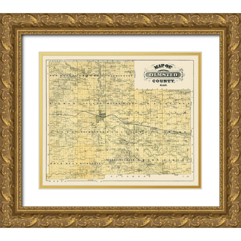 Olmsted Minnesota Landowner - Andreas 1874 Gold Ornate Wood Framed Art Print with Double Matting by Andreas