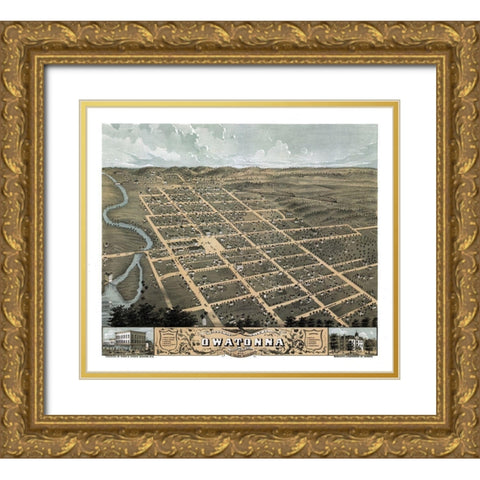 Owatonna Minnesota - Stoner 1870  Gold Ornate Wood Framed Art Print with Double Matting by Stoner