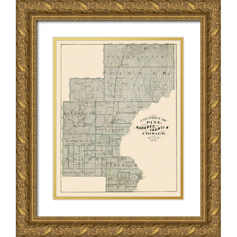 Pine, Kanabec, Isanti Minnesota Landowner Gold Ornate Wood Framed Art Print with Double Matting by Andreas