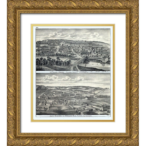Preston Minnesota - Moore 1874  Gold Ornate Wood Framed Art Print with Double Matting by Moore
