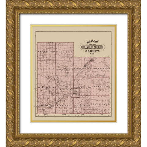 Rice Minnesota Landowner - Andreas 1874 Gold Ornate Wood Framed Art Print with Double Matting by Andreas