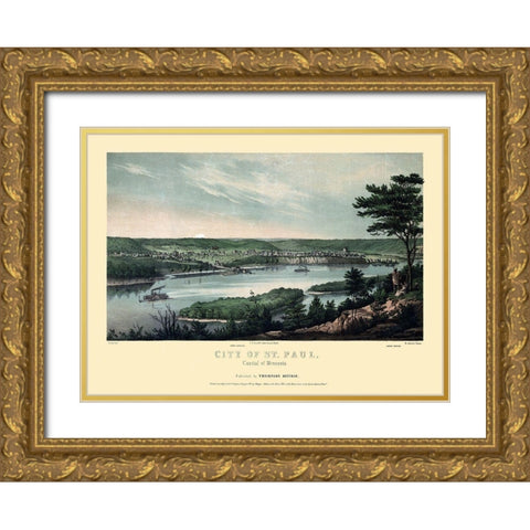 Saint Paul Minnesota - Ritchie 1853  Gold Ornate Wood Framed Art Print with Double Matting by Ritchie