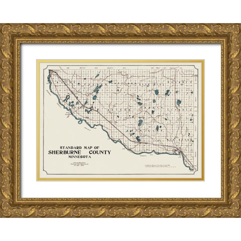 Sherburne Minnesota - 1913 Gold Ornate Wood Framed Art Print with Double Matting by Unknown