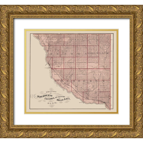 Sherburne Benton Mille Lacs Minnesota Landowner Gold Ornate Wood Framed Art Print with Double Matting by Andreas