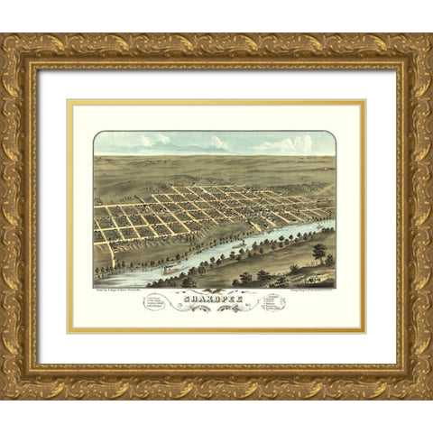 Shakopee Minnesota - Stoner 1869  Gold Ornate Wood Framed Art Print with Double Matting by Stoner