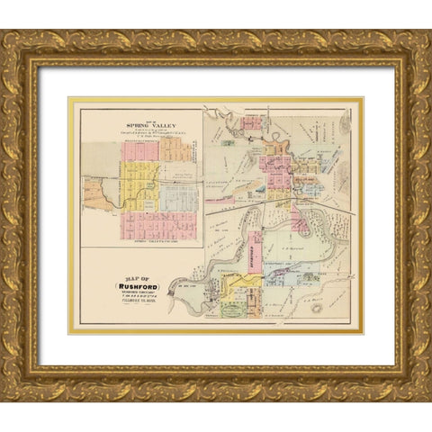 Spring Valley, Rushford Minnesota Landowner Gold Ornate Wood Framed Art Print with Double Matting by Andreas