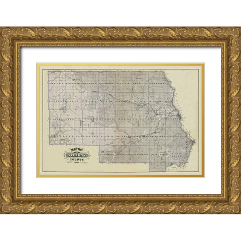Stearns Minnesota Landowner - Andreas 1874 Gold Ornate Wood Framed Art Print with Double Matting by Andreas