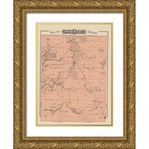 Steele Minnesota Landowner - Andreas 1874 Gold Ornate Wood Framed Art Print with Double Matting by Andreas