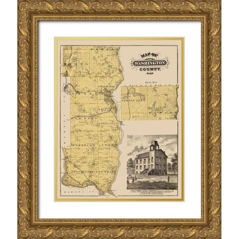 Washington Minnesota Landowner - Andreas 1874 Gold Ornate Wood Framed Art Print with Double Matting by Andreas
