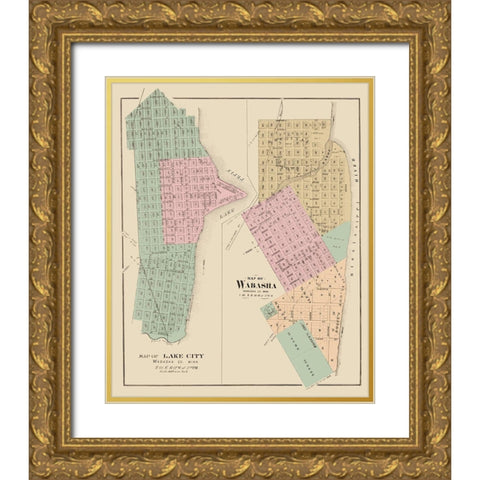Wabasha, Lake City Minnesota - Andreas 1874 Gold Ornate Wood Framed Art Print with Double Matting by Andreas