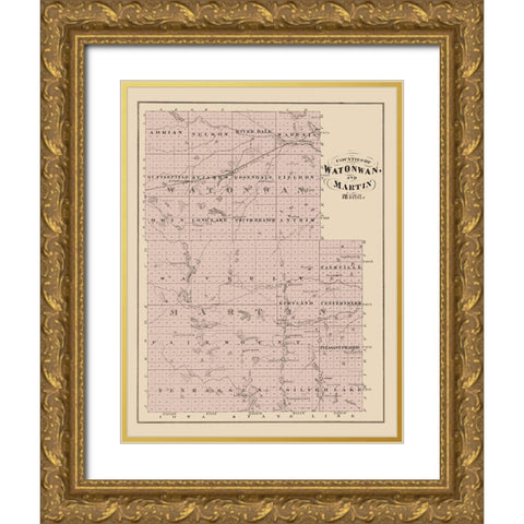 Watonwan  Martin Minnesota Landowner - Andreas Gold Ornate Wood Framed Art Print with Double Matting by Andreas