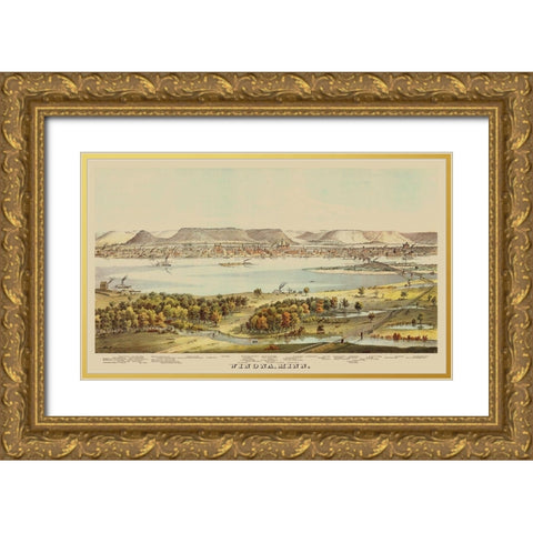 Winona Minnesota - Andreas 1874 Gold Ornate Wood Framed Art Print with Double Matting by Andreas
