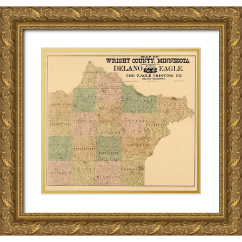 Wright Minnesota Landowner - Hixson 1901 Gold Ornate Wood Framed Art Print with Double Matting by Hixson