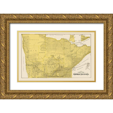 Northern Minnesota - Andreas 1874 Gold Ornate Wood Framed Art Print with Double Matting by Andreas